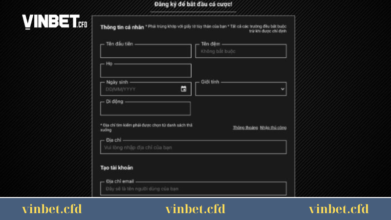 Đăng ký tài khoản Vinbet