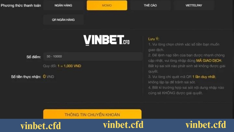 Hướng dẫn người chơi nạp tiền vào tài khoản Vinbet Hướng dẫn người chơi nạp tiền vào tài khoản Vinbet